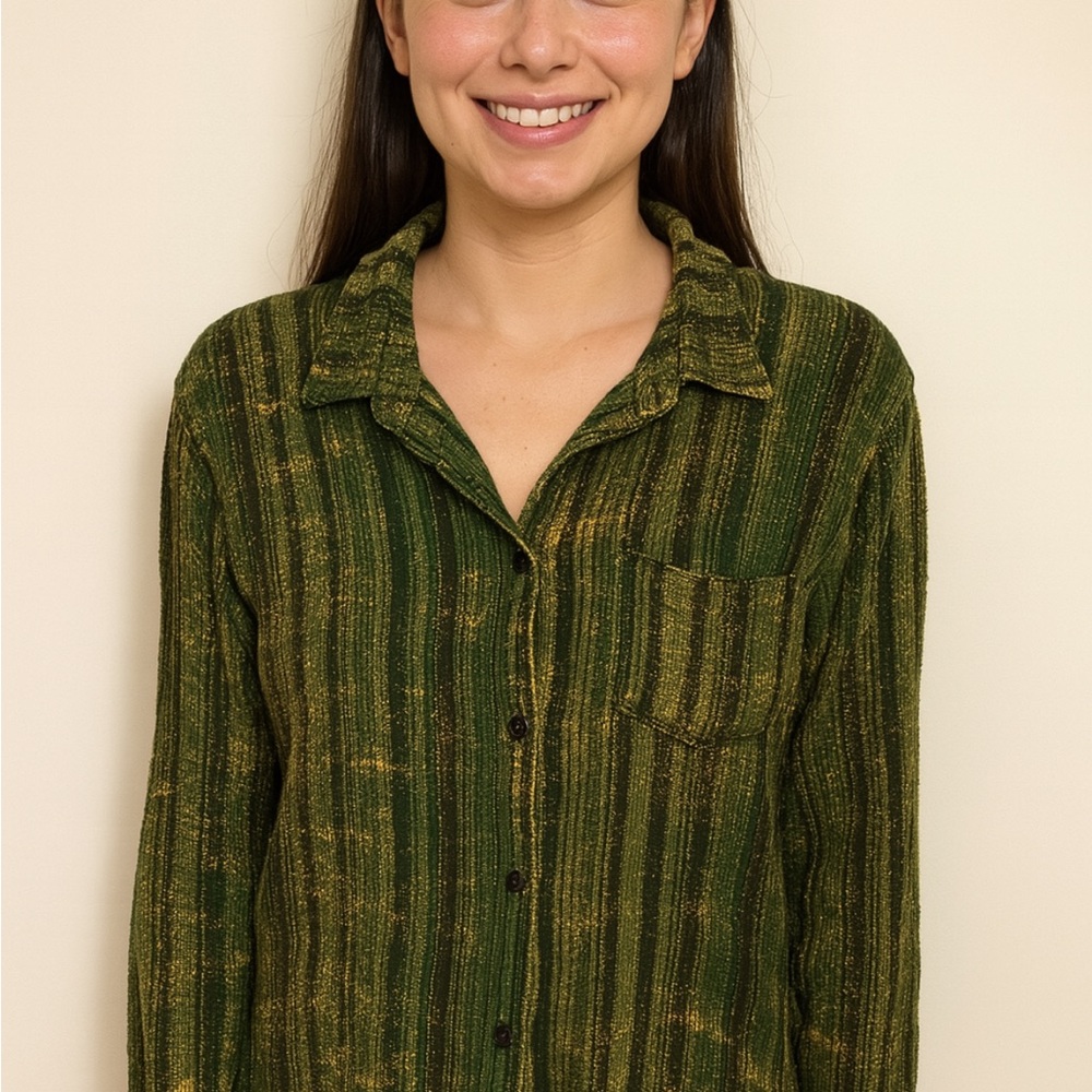 Green Striped Women's Top